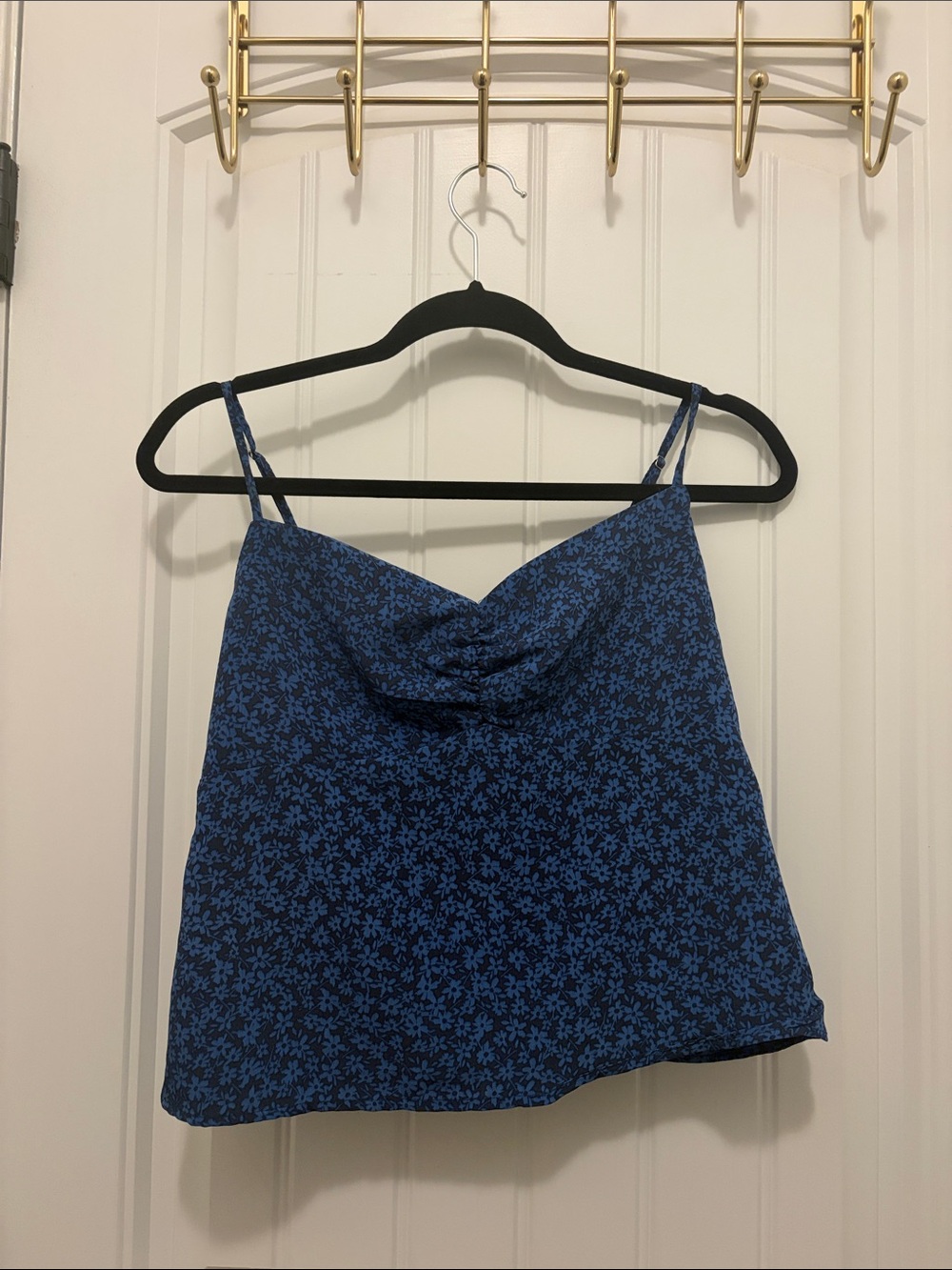 Blue Floral Spaghetti Strap Cami Top